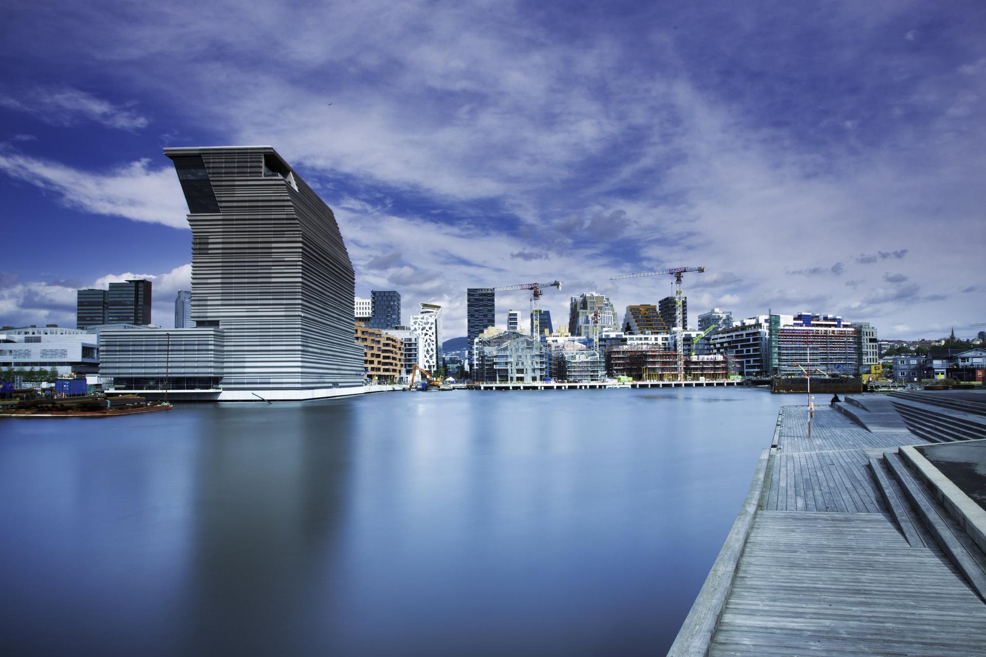 View from Sørenga in Oslo - downtown by the sea