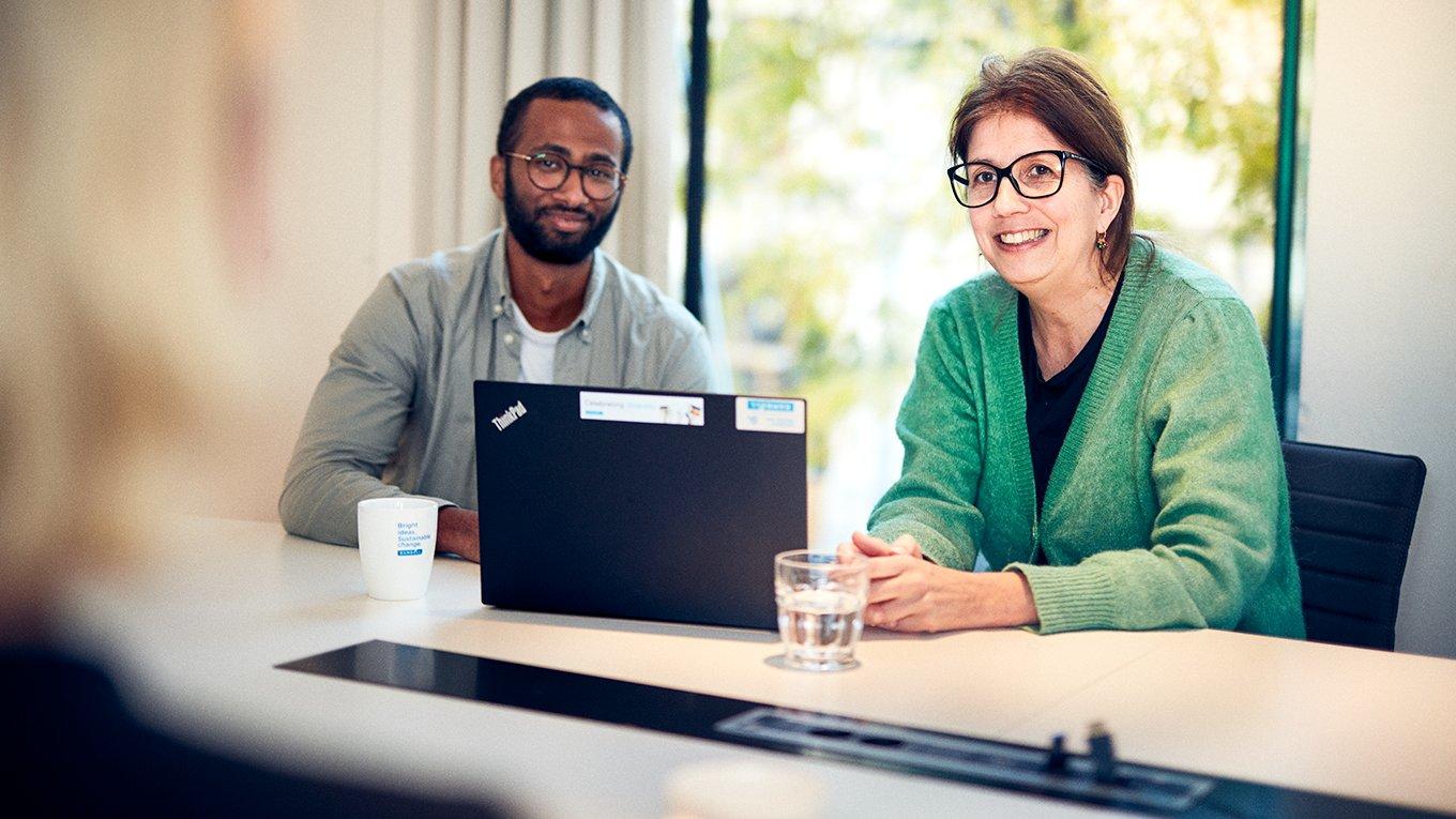 Hanna Fjällman and Abel Tewodros in meeting